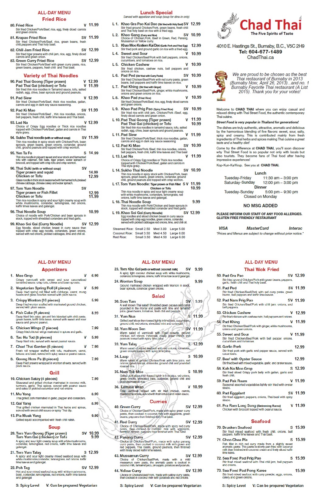 CHAD THAIMenu